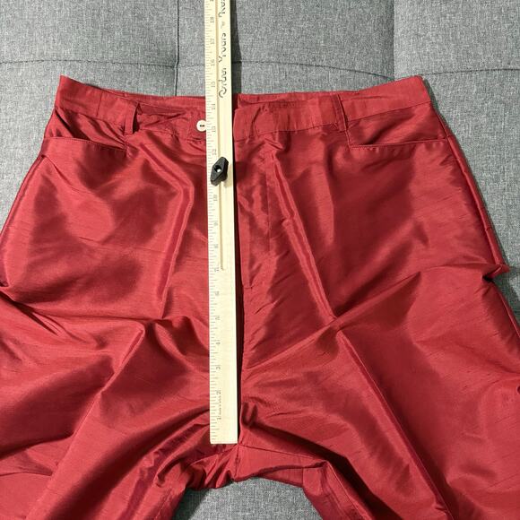 Silk Land 2 Piece Pant Suit Women XL Red 100% Silk Embroidered Floral - Picture 8 of 10